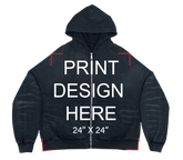SCRATCH BLACK ZIP UP BOXY FIT HOODIE PRINT