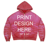 SCRATCH BRIGHT RED ZIP UP BOXY FIT HOODIE PRINT