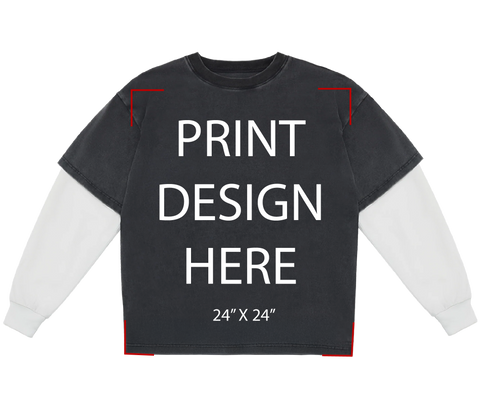 Cotton Collective Double Layer Long Sleeve Vintage Black Print
