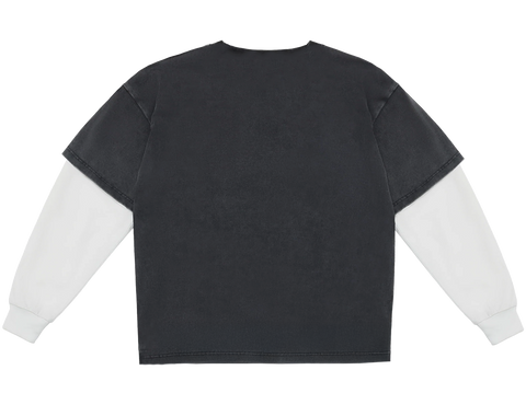 Cotton Collective Double Layer Long Sleeve Vintage Black Print