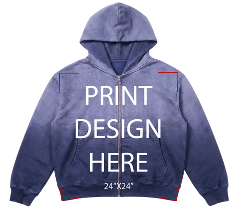 Sunfade Zip Up Hoodie Indigo Print