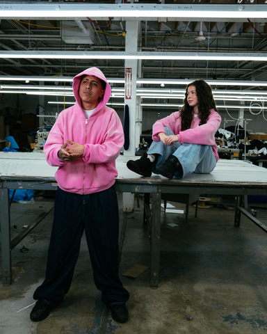 Cloud Pink Thermal Hoodie Print