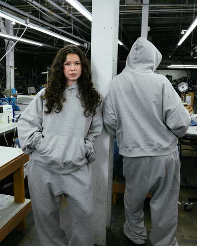 Heather Grey French Terry Hoodie Print