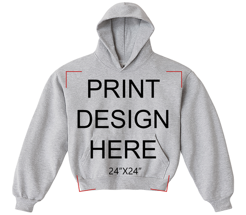 LA Apparel Heavy Fleece Hoodie Ash Print