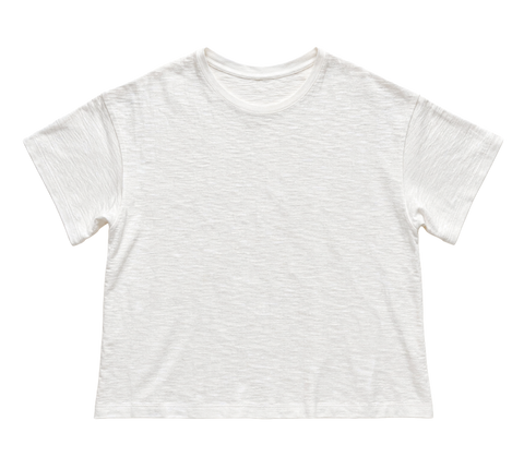 Slub Cotton White Tee Print