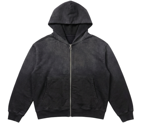 Sunfade Zip Up Hoodie Black Print