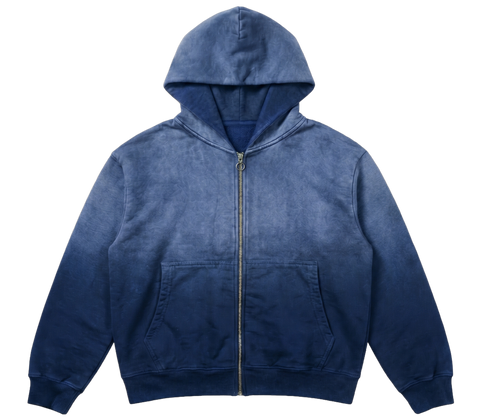 Sunfade Zip Up Hoodie Navy Print