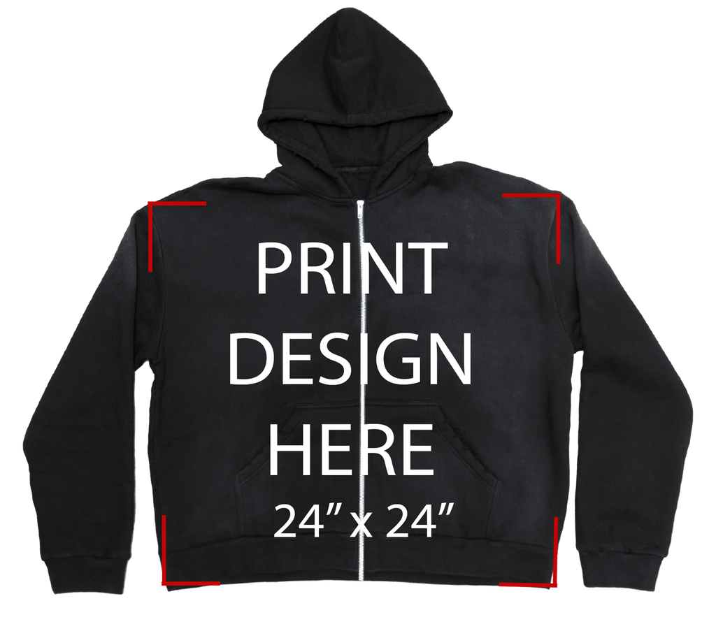 Sun Fade Black Zip-Up Hoodie Print