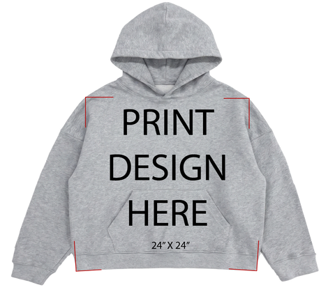 Heather Grey French Terry Hoodie Print